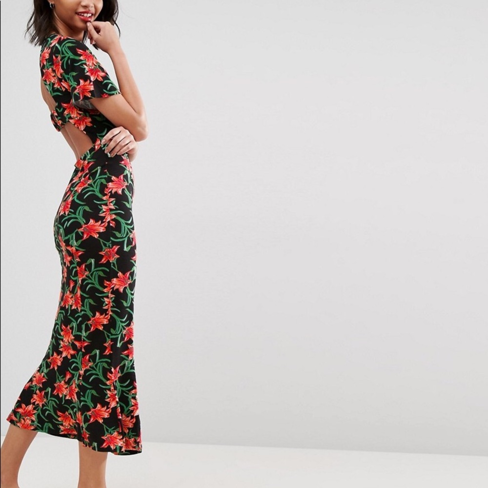ASOS Maxi Tea Dress with Open Back Detail Floral